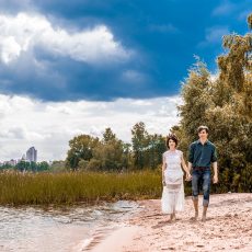 фотосессия Киев фотограф Марина Праздничная Love story у реки на берегу Днепра