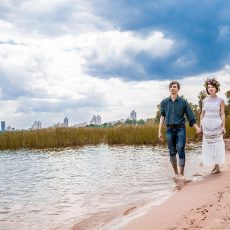 фотосессия Киев фотограф Марина Праздничная Love story у реки на берегу Днепра